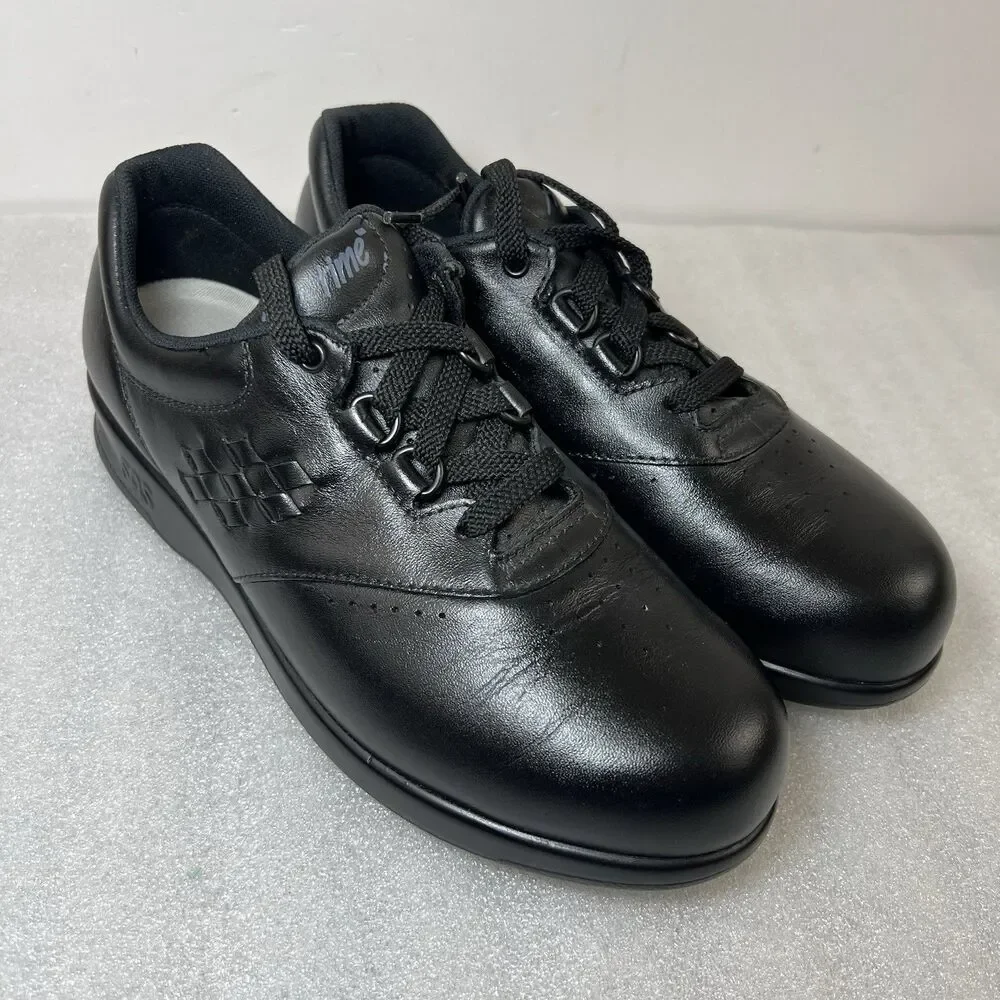 SAS FREETIME Women's Walking Shoes Black Leather Size 6 M Comfy USA Made Lace Up